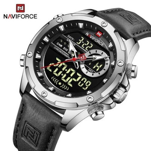 NAVIFORCE NF9208 PU Leather Dual Time Wrist Watch