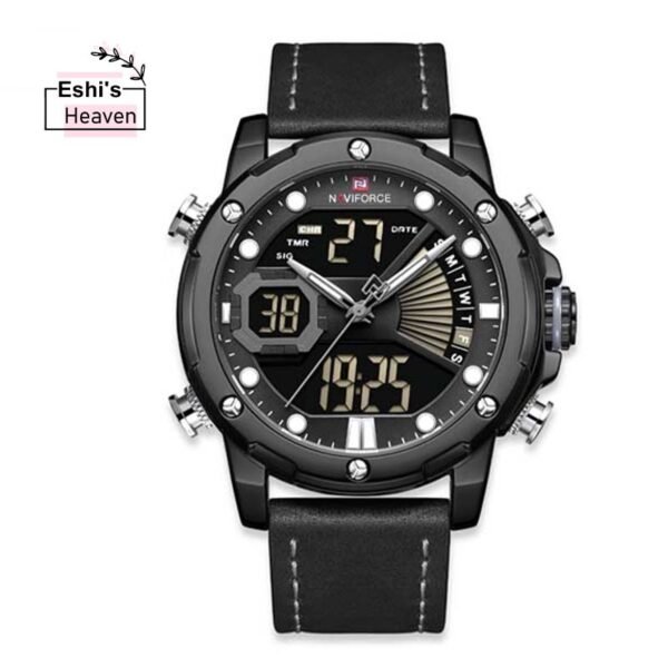 Naviforce NF9172 Men's Dual Movement Leather Strap Watch