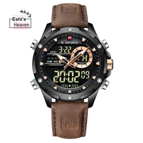 NAVIFORCE NF9208 PU Leather Dual Time Wrist Watch