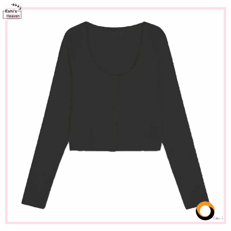 Ladies Full Sleeve Pointelle Cropped Cardigan Top - Image 4
