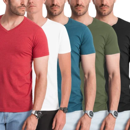 Men’s Short Sleeve V-Neck Cotton T-Shirt -eshis heaven