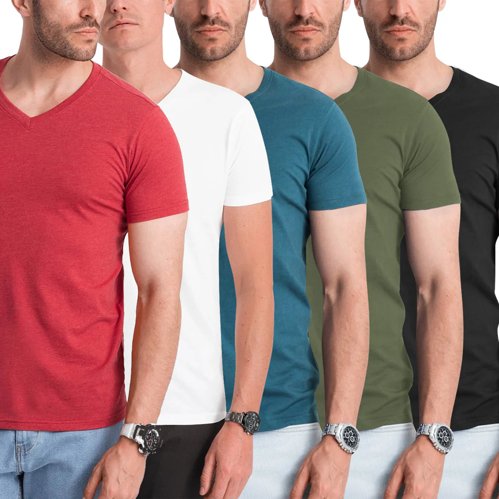 Men’s Short Sleeve V-Neck Cotton T-Shirt -eshis heaven