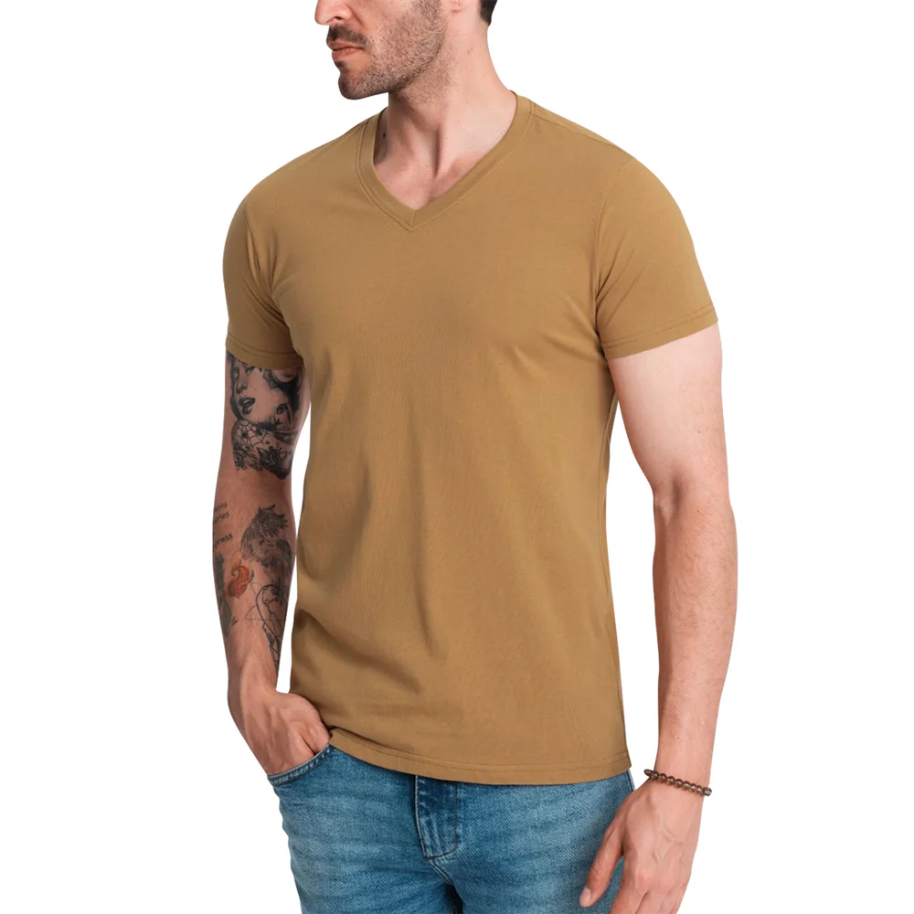 Men’s Short Sleeve V-Neck Cotton T-Shirt -eshis heaven - Image 3
