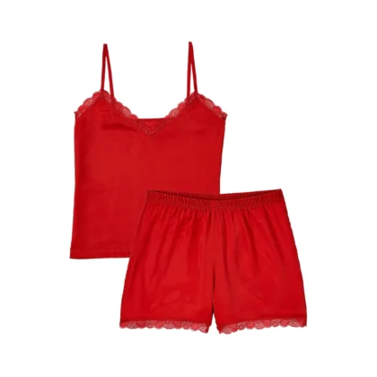 Olivs Sleeveless Satin Pajama Set – 2-Piece Loungewear for Women