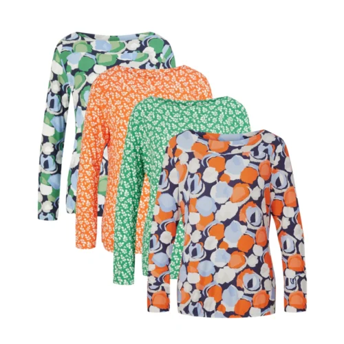 Olivs Women’s Boat Neck Long Sleeve Printed Top