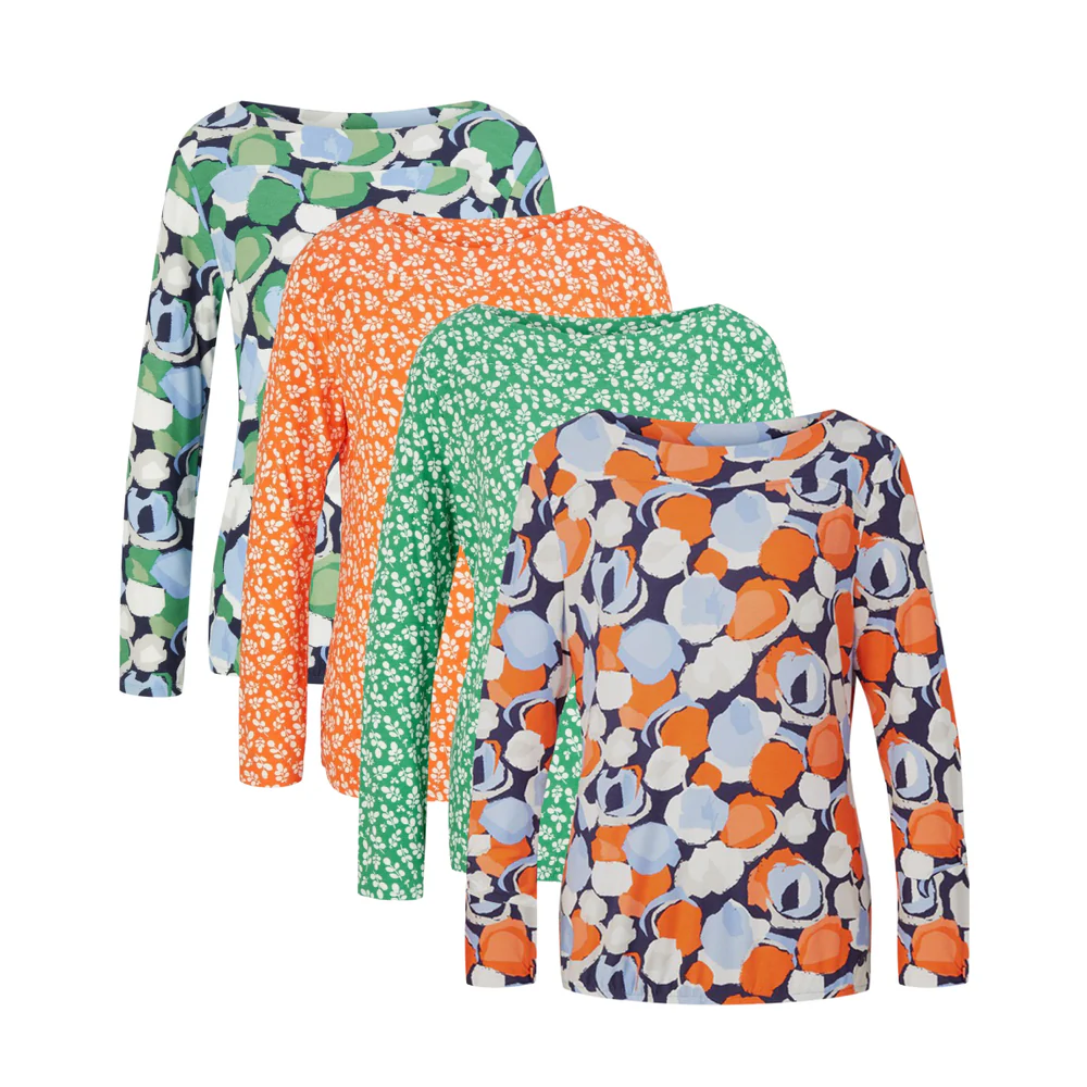 Olivs Women’s Boat Neck Long Sleeve Printed Top