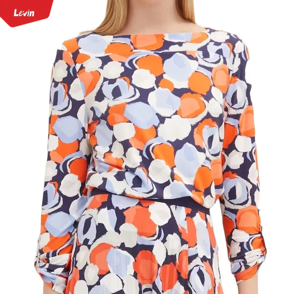 Olivs Women’s Boat Neck Long Sleeve Printed Top - Image 4