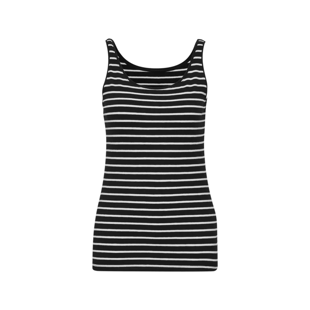 Olivs Women’s Cotton Stretch Round Neck Striped Tank Top - Image 5