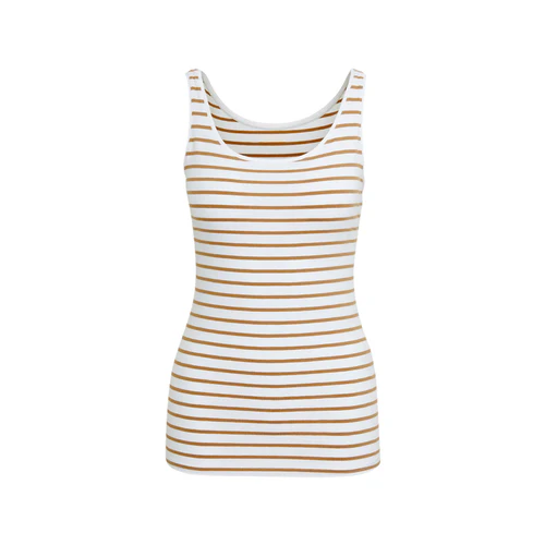 Olivs Women’s Cotton Stretch Round Neck Striped Tank Top - Image 3