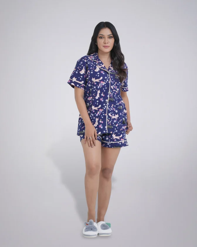 Olivs Women’s Notched Collar Top-Bottom Nightwear PJ Set - Image 3