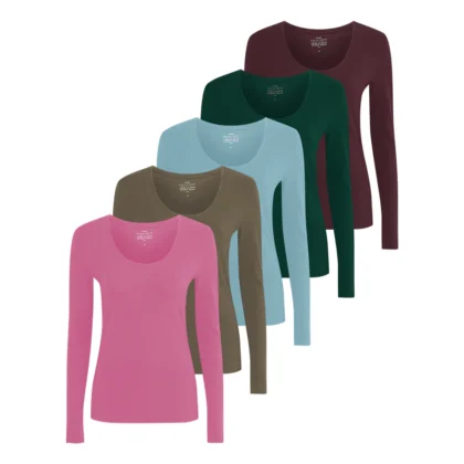 Oliv’s Women’s Scoop Neck Long Sleeve Top – Premium Jersey