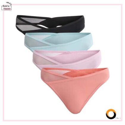Pack of 4 Women’s Micro Minimal Coverage Tag-Free Thong Panties