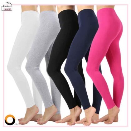 Women’s Basic Solid Color Cotton Full-Length Leggings – Olive’s